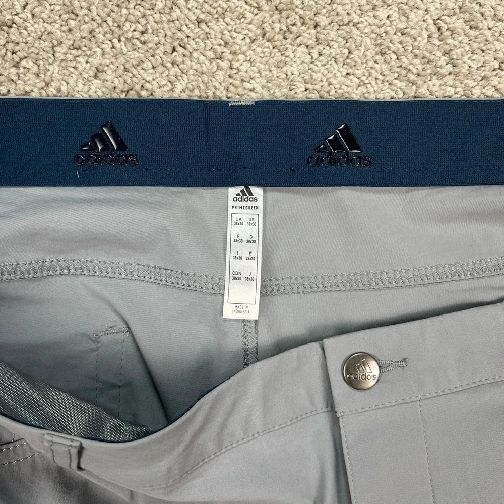 Adidas Go-To 5 Pocket Pant Men 38x30 Gray Tapered Fit Performance Flat Front NEW